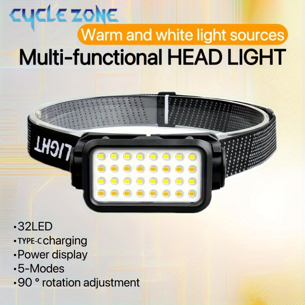 Outdoor Adventure At - Linterna frontal recargable con 32 LED,